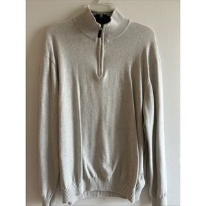 Nautica 1/4 Zip Pullover MENS XLarge Tan 100% Cotton Sweater Preppy